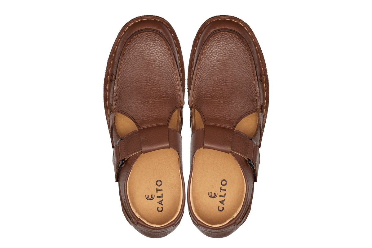 CALTO - K0753 - 2.8 Inches Taller (Camel Brown) - Lightweight Casual Fisherman SandalSandalsTorqelo.com