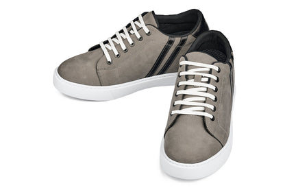CALTO - K1550 - 2.8 Inches Taller (Nubuck Grey) - Lace Up Casual SneakersCasualTorqelo.com