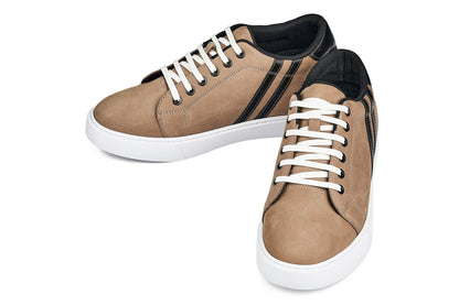 CALTO - K1551 - 2.8 Inches Taller (Nubuck Tan) - Lace Up Casual SneakersCasualTorqelo.com