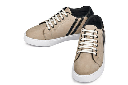 CALTO - K1552 - 2.8 Inches Taller (Taupe) - Lace Up Casual SneakersCasualTorqelo.com