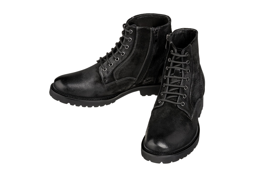 CALTO - K24401 - 3 Inches Taller (Nubuck Black) - Casual Zipper BootsBootsTorqelo.com