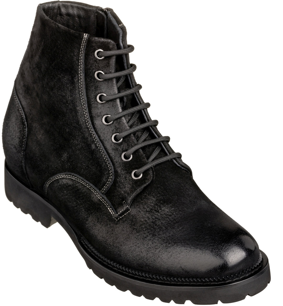 CALTO - K24401 - 3 Inches Taller (Nubuck Black) - Casual Zipper BootsBootsTorqelo.com