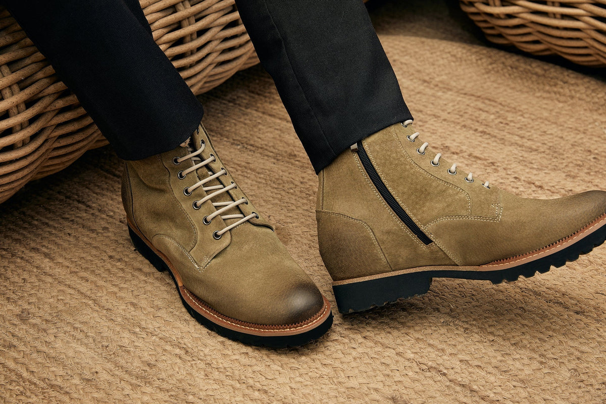 CALTO - K24402 - 3 Inches Taller (Olive) - Casual Zipper BootsBootsTorqelo.com