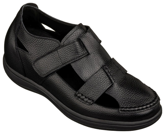 CALTO - K2661 - 3.2 Inches Taller (Black) - Casual Fisherman SandalSandalsTorqelo.com