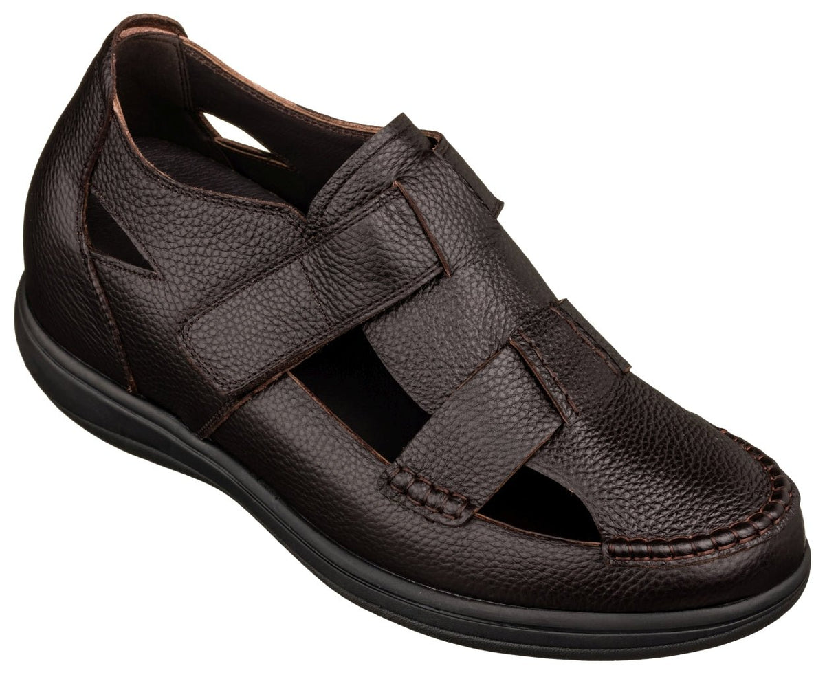 CALTO - K2662 - 3.2 Inches Taller (Dark Brown) - Casual Fisherman SandalSandalsTorqelo.com
