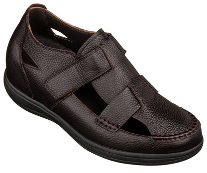 CALTO - K2662 - 3.2 Inches Taller (Dark Brown) - Casual Fisherman SandalSandalsTorqelo.com