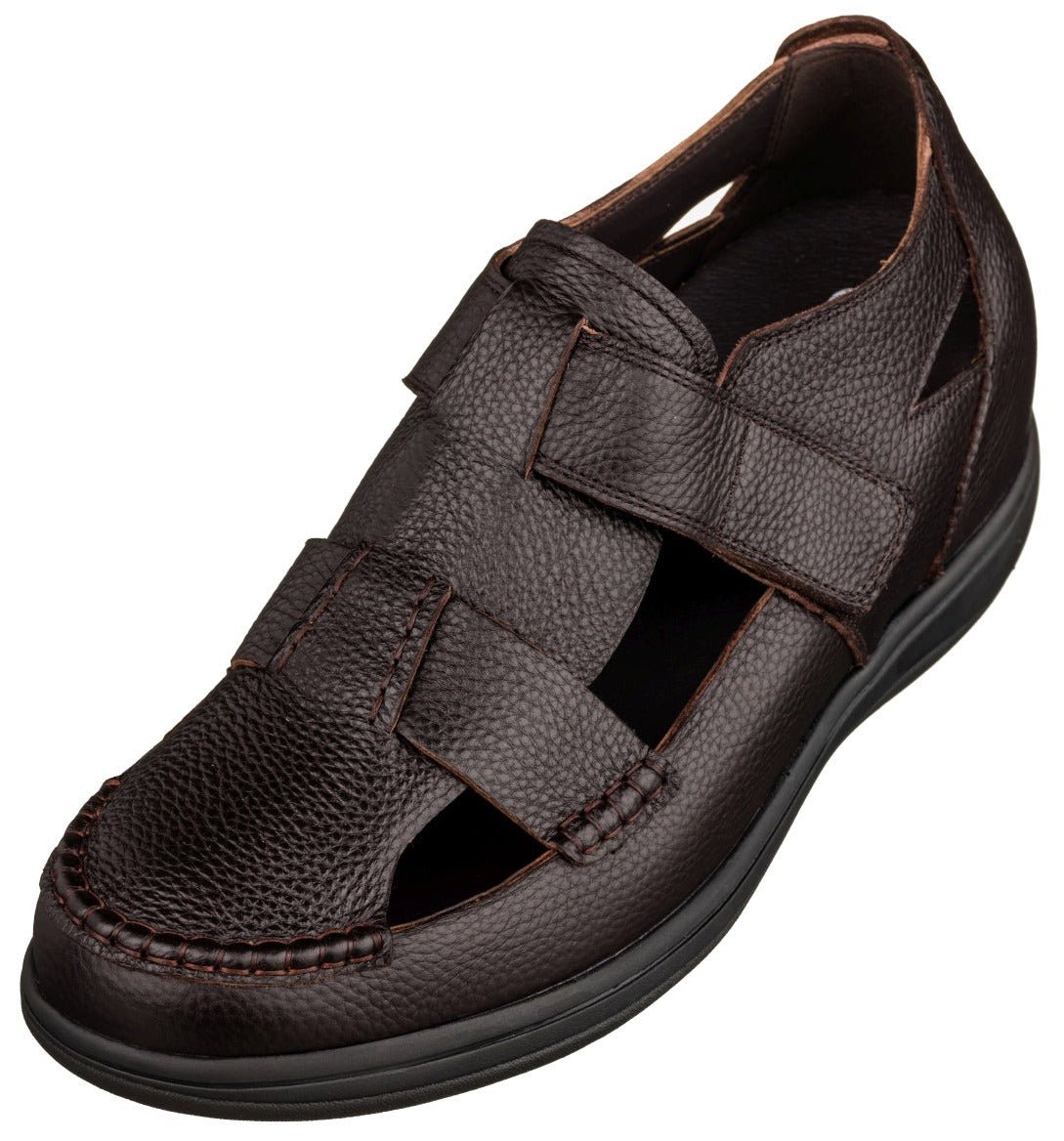 CALTO - K2662 - 3.2 Inches Taller (Dark Brown) - Casual Fisherman SandalSandalsTorqelo.com