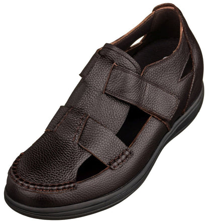 CALTO - K2662 - 3.2 Inches Taller (Dark Brown) - Casual Fisherman SandalSandalsTorqelo.com