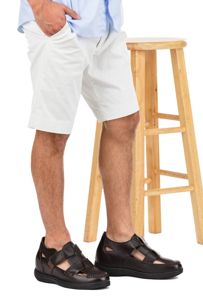 CALTO - K2662 - 3.2 Inches Taller (Dark Brown) - Casual Fisherman SandalSandalsTorqelo.com