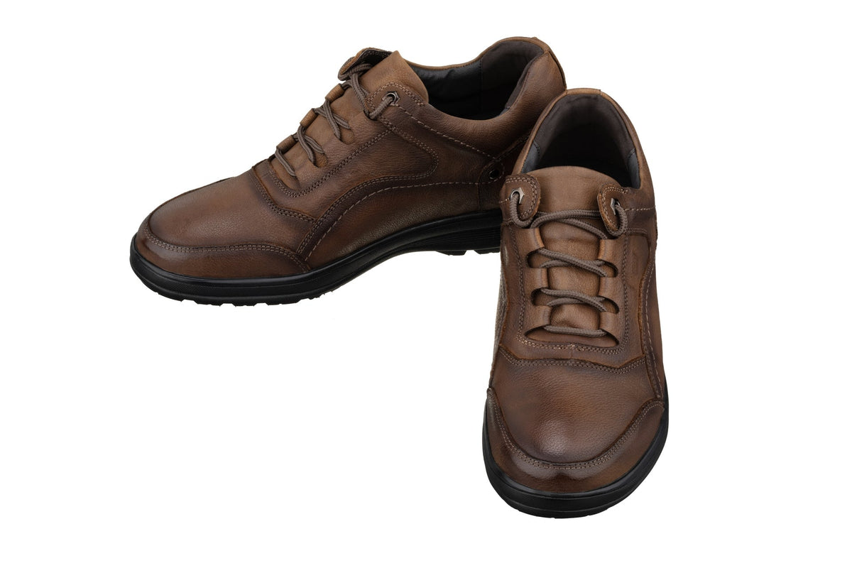 CALTO - K3044 - 2.8 Inches Taller (Brown) - Lace Up Casual Walker - LightweightCasualTorqelo.com