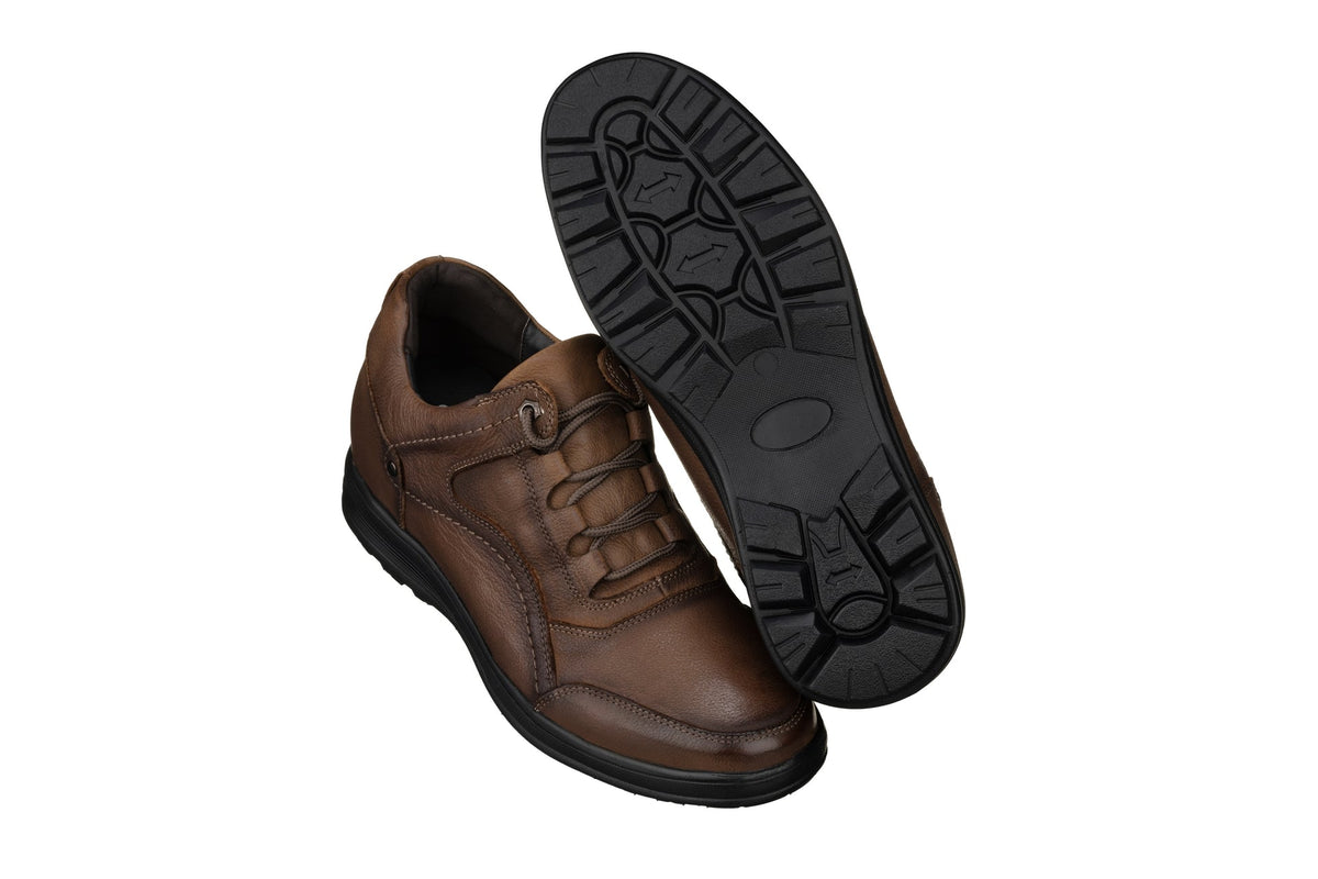 CALTO - K3044 - 2.8 Inches Taller (Brown) - Lace Up Casual Walker - LightweightCasualTorqelo.com