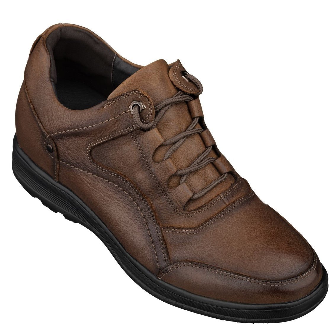 CALTO - K3044 - 2.8 Inches Taller (Brown) - Lace Up Casual Walker - LightweightCasualTorqelo.com