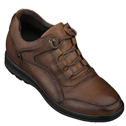 CALTO - K3044 - 2.8 Inches Taller (Brown) - Lace Up Casual Walker - LightweightCasualTorqelo.com