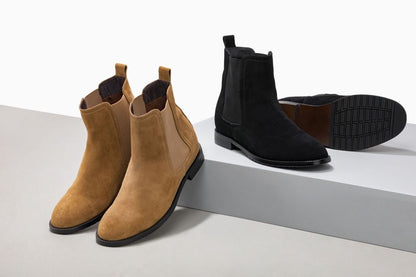 CALTO - K33091 - 2.9 Inches Taller (Khaki Brown) - Suede Chelsea BootBootsTorqelo.com