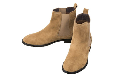 CALTO - K33091 - 2.9 Inches Taller (Khaki Brown) - Suede Chelsea BootBootsTorqelo.com