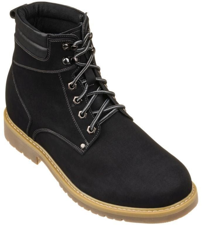CALTO - K8820 - 3.2 Inches Taller (Nubuck Black) - Work Style BootBootsTorqelo.com