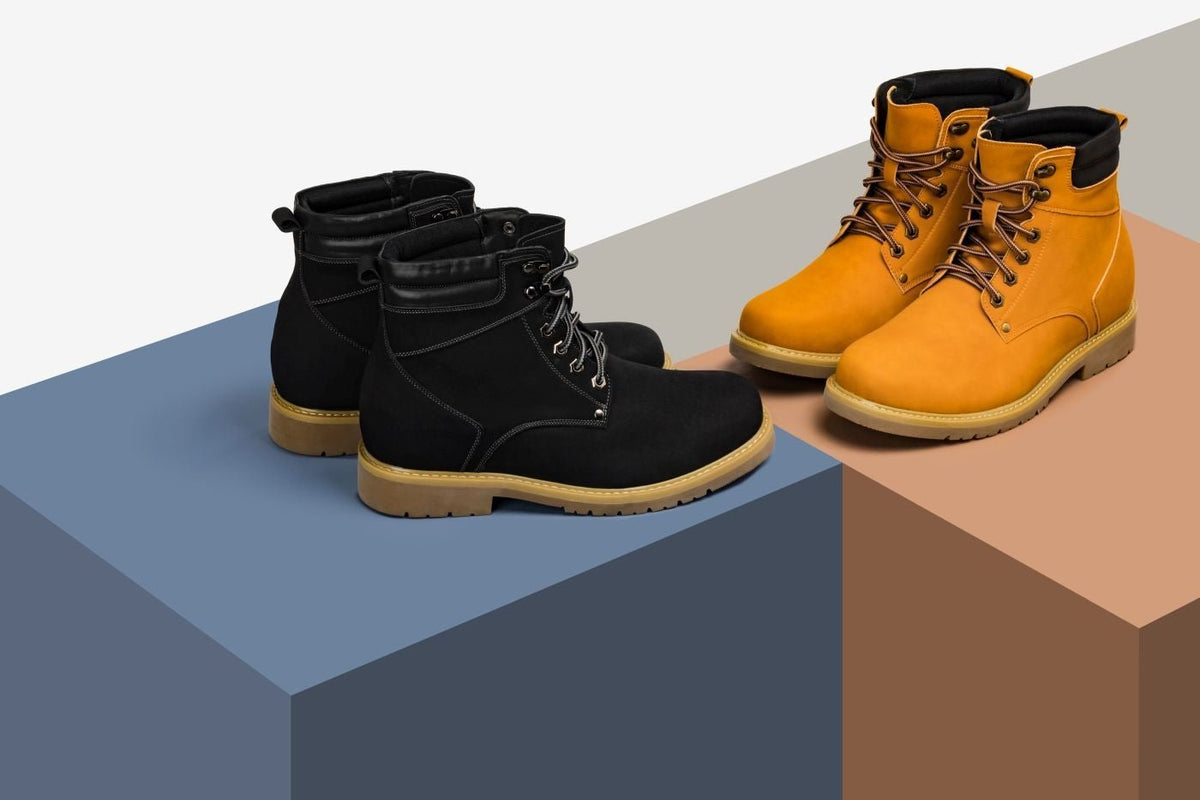 CALTO - K8820 - 3.2 Inches Taller (Nubuck Black) - Work Style BootBootsTorqelo.com