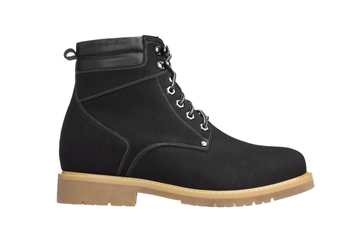 CALTO - K8820 - 3.2 Inches Taller (Nubuck Black) - Work Style BootBootsTorqelo.com