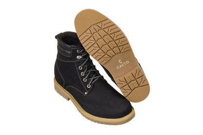 CALTO - K8820 - 3.2 Inches Taller (Nubuck Black) - Work Style BootBootsTorqelo.com