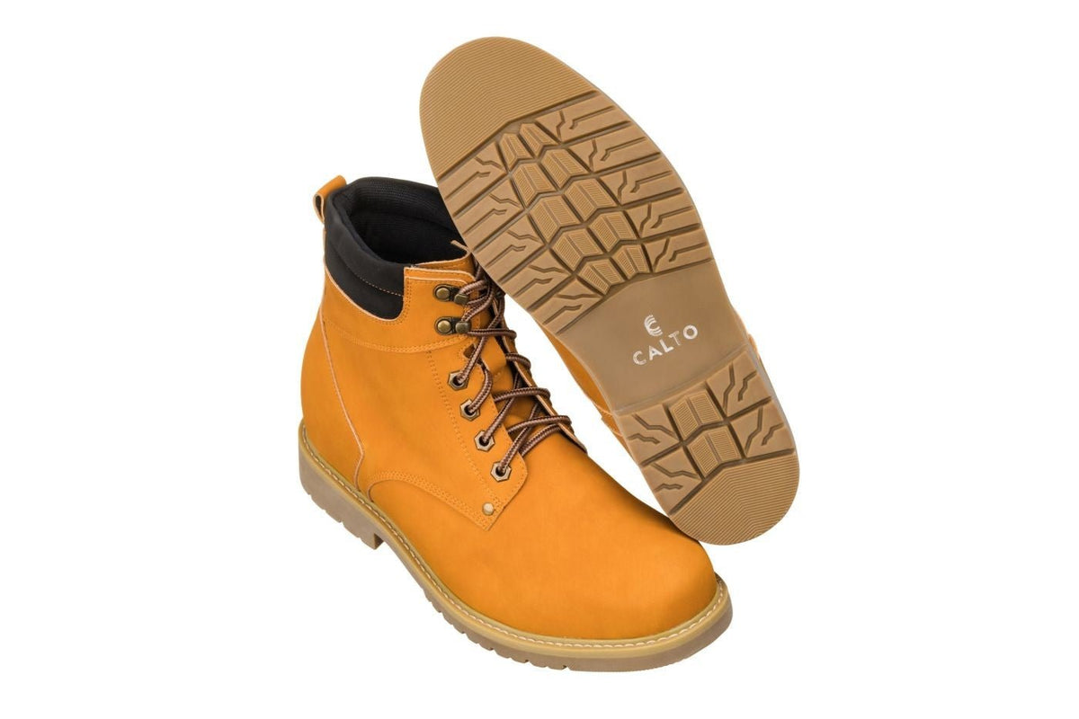 CALTO - K8821 - 3.2 Inches Taller (Nubuck Camel) - Work Style BootBootsTorqelo.com