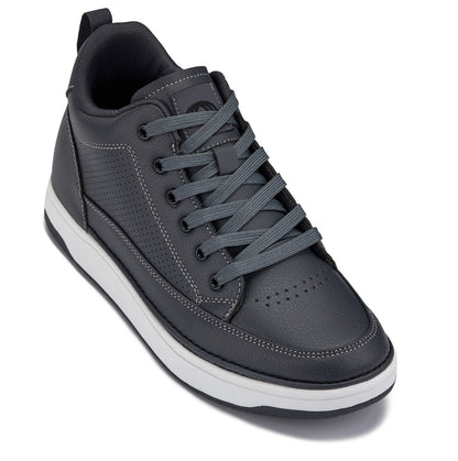 CALTO - Q273 - 2 Inches Taller (Cement Grey) -Elevated Leatherette Micro-Perforated SneakersSneakers / AthleticsTorqelo.com