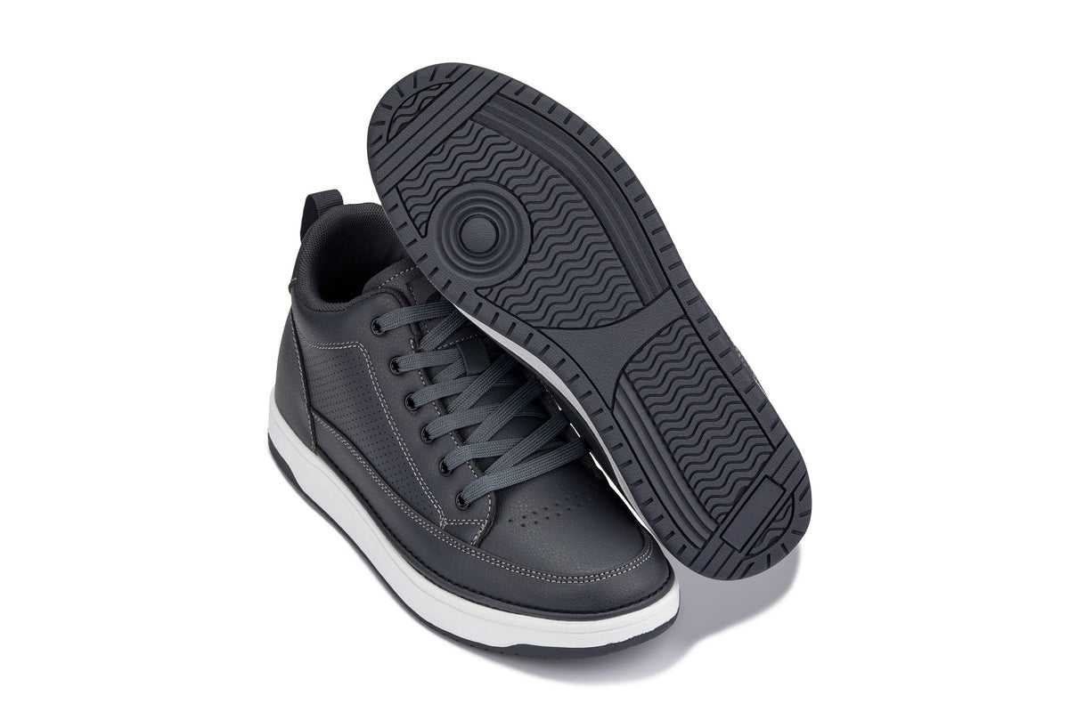 CALTO - Q273 - 2 Inches Taller (Cement Grey) -Elevated Leatherette Micro-Perforated SneakersSneakers / AthleticsTorqelo.com