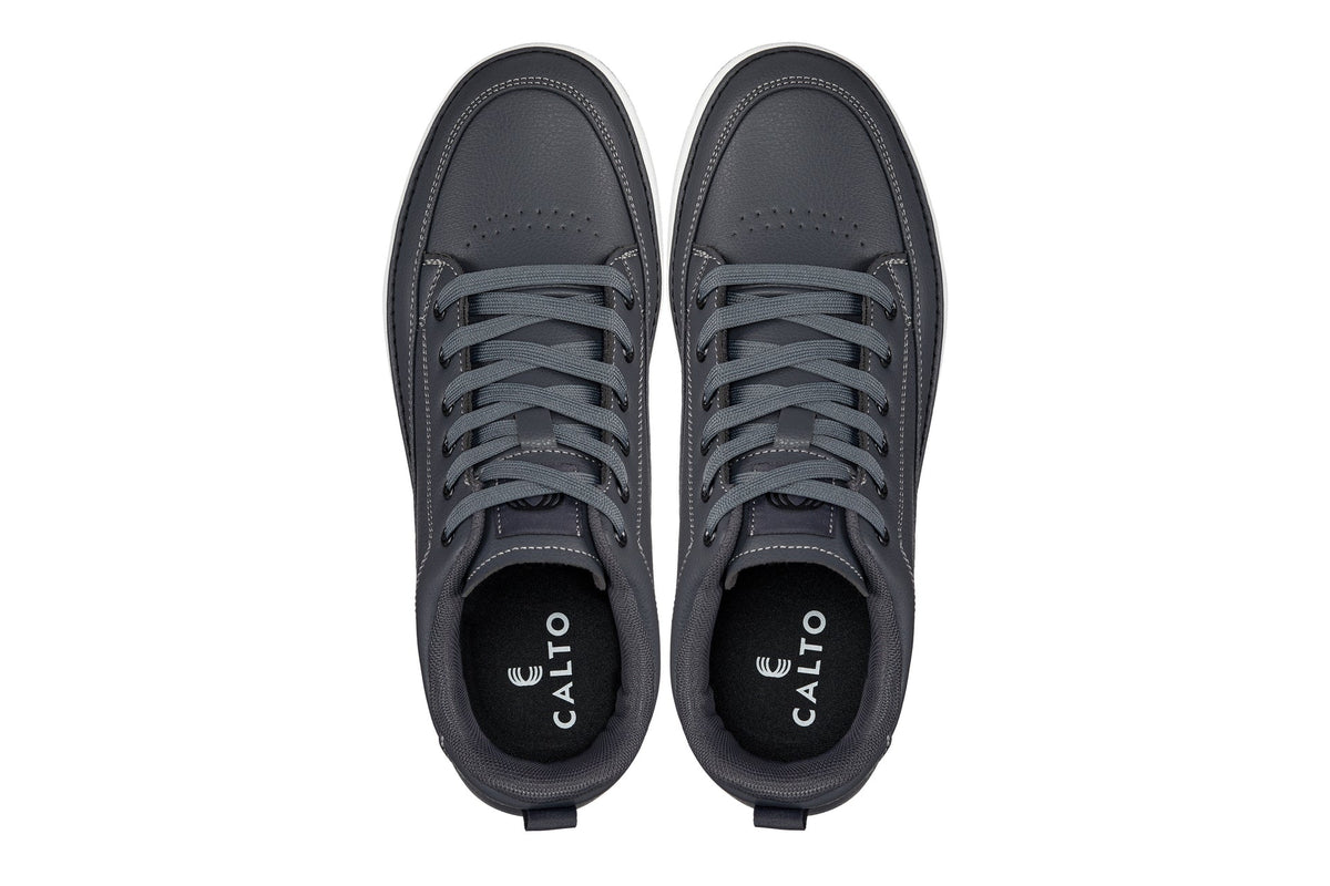 CALTO - Q273 - 2 Inches Taller (Cement Grey) -Elevated Leatherette Micro-Perforated SneakersSneakers / AthleticsTorqelo.com