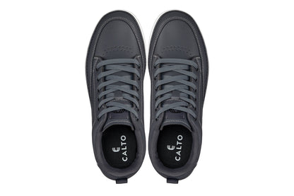 CALTO - Q273 - 2 Inches Taller (Cement Grey) -Elevated Leatherette Micro-Perforated SneakersSneakers / AthleticsTorqelo.com