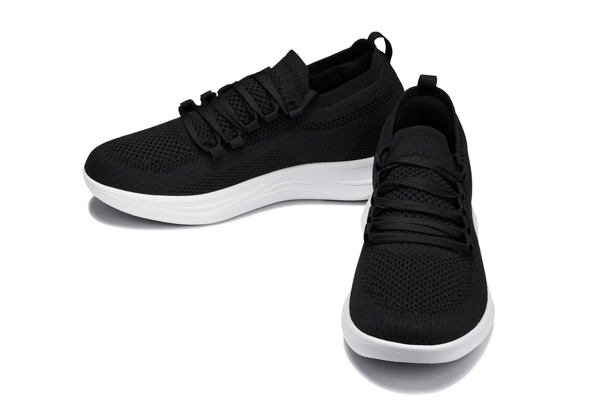 CALTO - QA062 - 2.4 Inches Taller (Black/White Sole) - Lightweight Knitted SneakersSneakers / AthleticsTorqelo.com