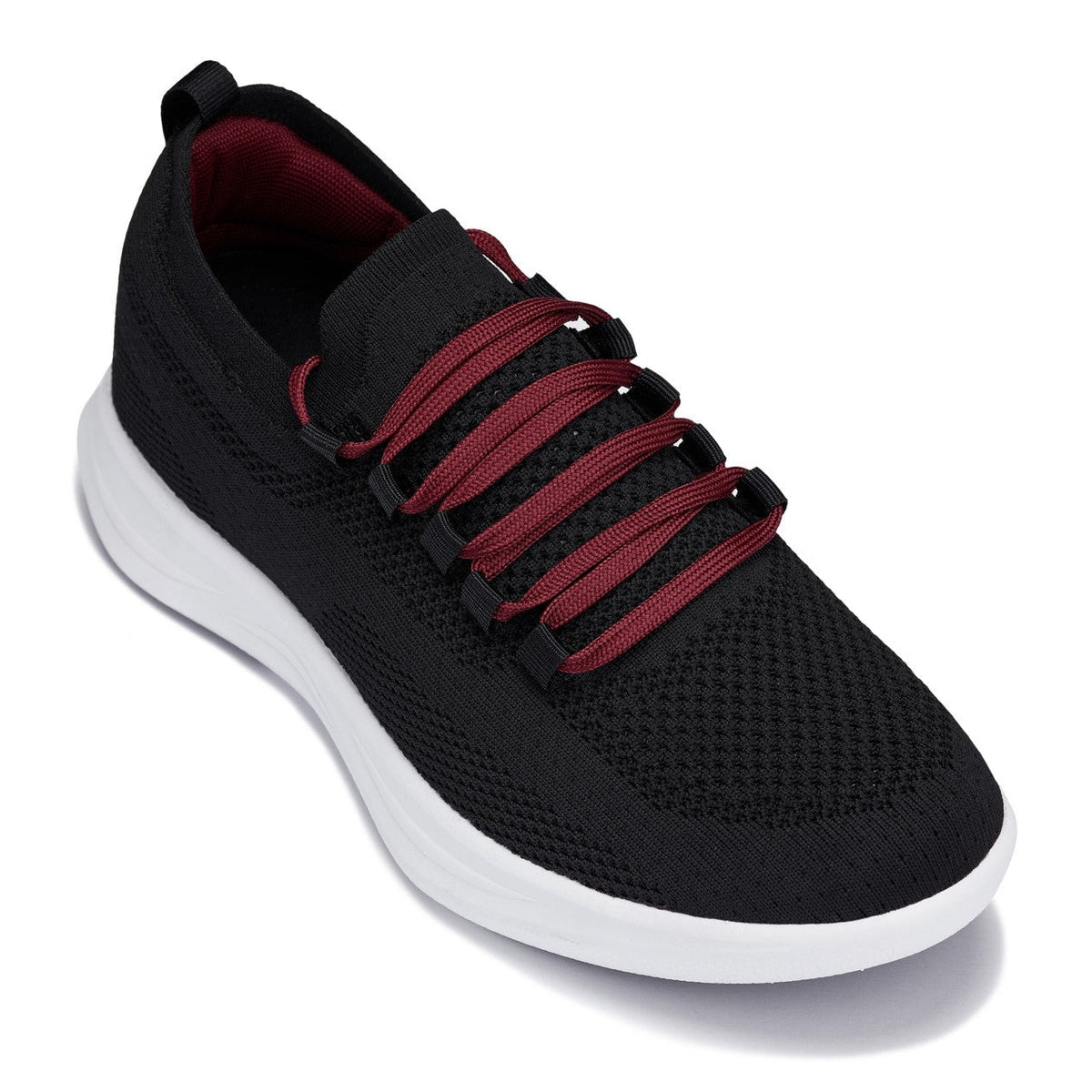 CALTO - QA064 - 2.4 Inches Taller (Black/Red/White Sole) - Lightweight Knitted SneakersSneakers / AthleticsTorqelo.com