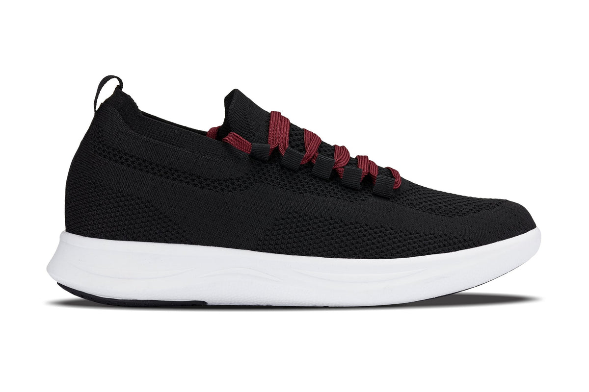 CALTO - QA064 - 2.4 Inches Taller (Black/Red/White Sole) - Lightweight Knitted SneakersSneakers / AthleticsTorqelo.com