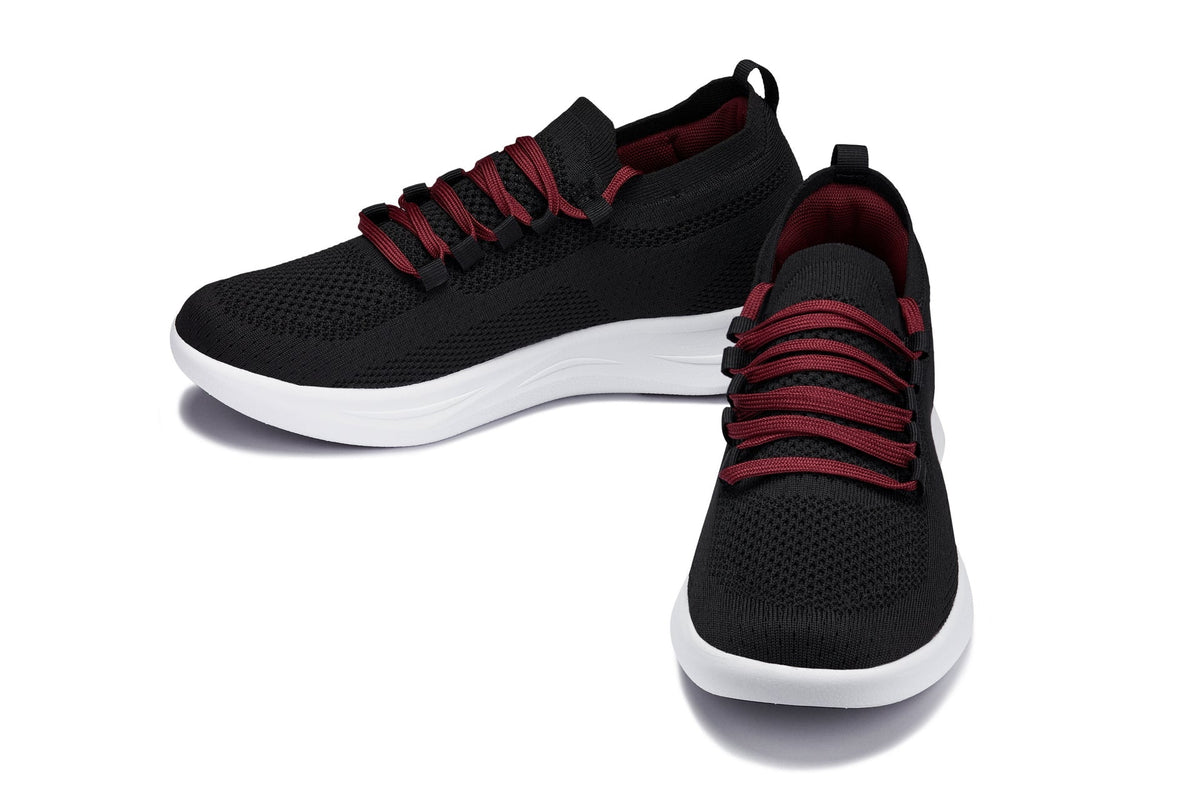 CALTO - QA064 - 2.4 Inches Taller (Black/Red/White Sole) - Lightweight Knitted SneakersSneakers / AthleticsTorqelo.com