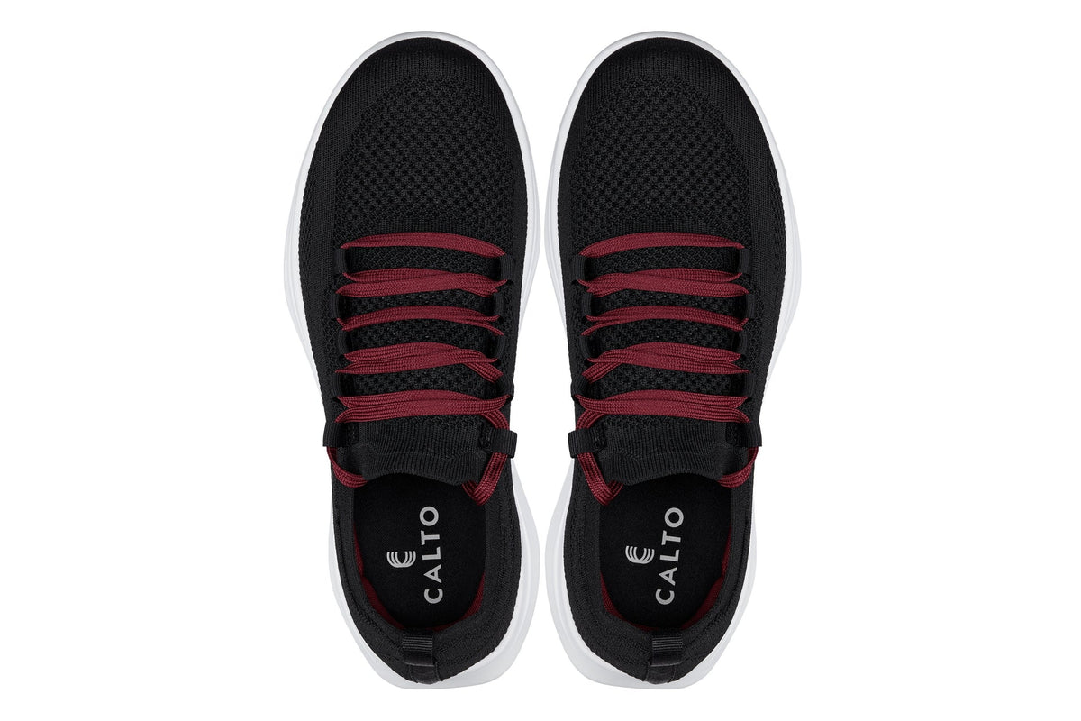 CALTO - QA064 - 2.4 Inches Taller (Black/Red/White Sole) - Lightweight Knitted SneakersSneakers / AthleticsTorqelo.com