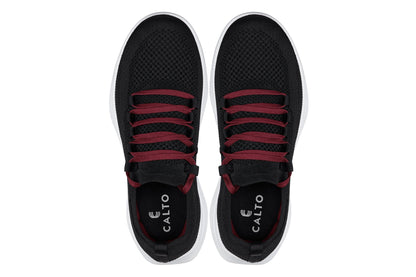 CALTO - QA064 - 2.4 Inches Taller (Black/Red/White Sole) - Lightweight Knitted SneakersSneakers / AthleticsTorqelo.com