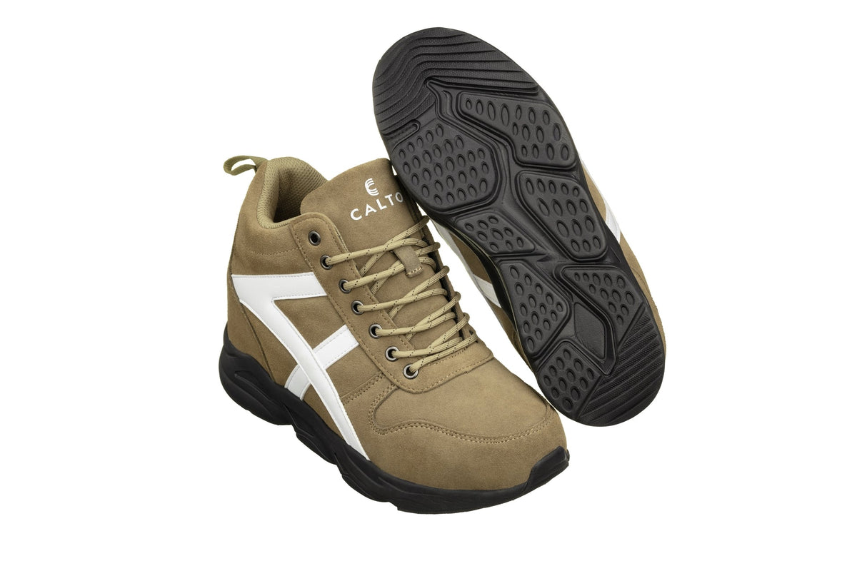 CALTO - S22782 - 3.6 Inches Taller (Khaki/White) - Hiking Style BootsSneakers / AthleticsTorqelo.com