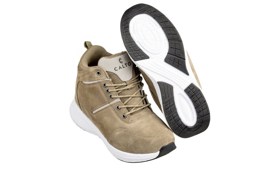 CALTO - S22819 - 3.6 Inches Taller (Khaki/Grey) - High - Top SneakersSneakers / AthleticsTorqelo.com
