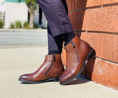 CALTO - S28002 - 2.8 Inches Taller (Dark Brown) - Lightweight - Zipper BootsBootsTorqelo.com