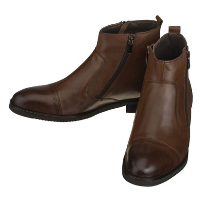 CALTO - S28002 - 2.8 Inches Taller (Dark Brown) - Lightweight - Zipper BootsBootsTorqelo.com