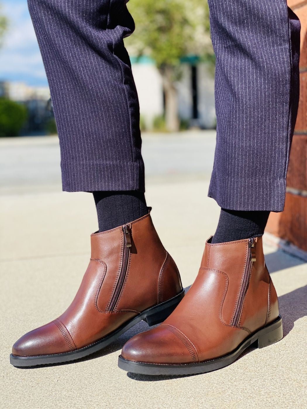CALTO - S28002 - 2.8 Inches Taller (Dark Brown) - Lightweight - Zipper BootsBootsTorqelo.com