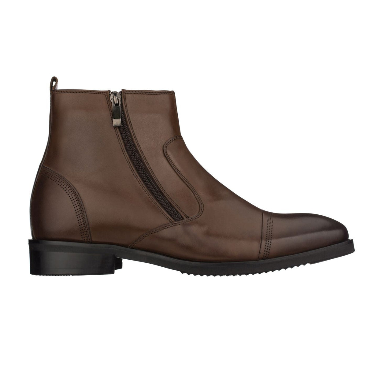CALTO - S28002 - 2.8 Inches Taller (Dark Brown) - Lightweight - Zipper BootsBootsTorqelo.com
