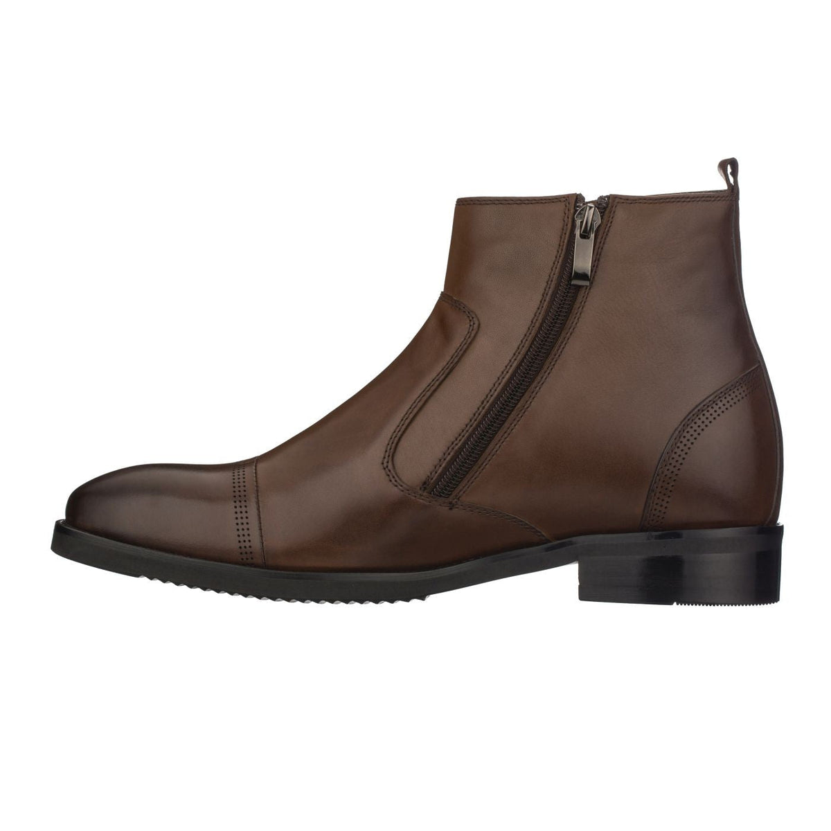 CALTO - S28002 - 2.8 Inches Taller (Dark Brown) - Lightweight - Zipper BootsBootsTorqelo.com