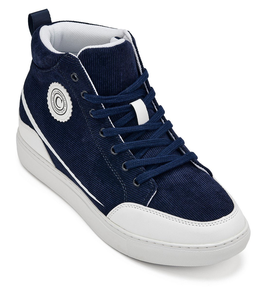 CALTO - S4132 - 2.6 Inches Taller (Navy/White Sole) - Corduroy Ankle Top Sneak-bootSneakers / AthleticsTorqelo.com