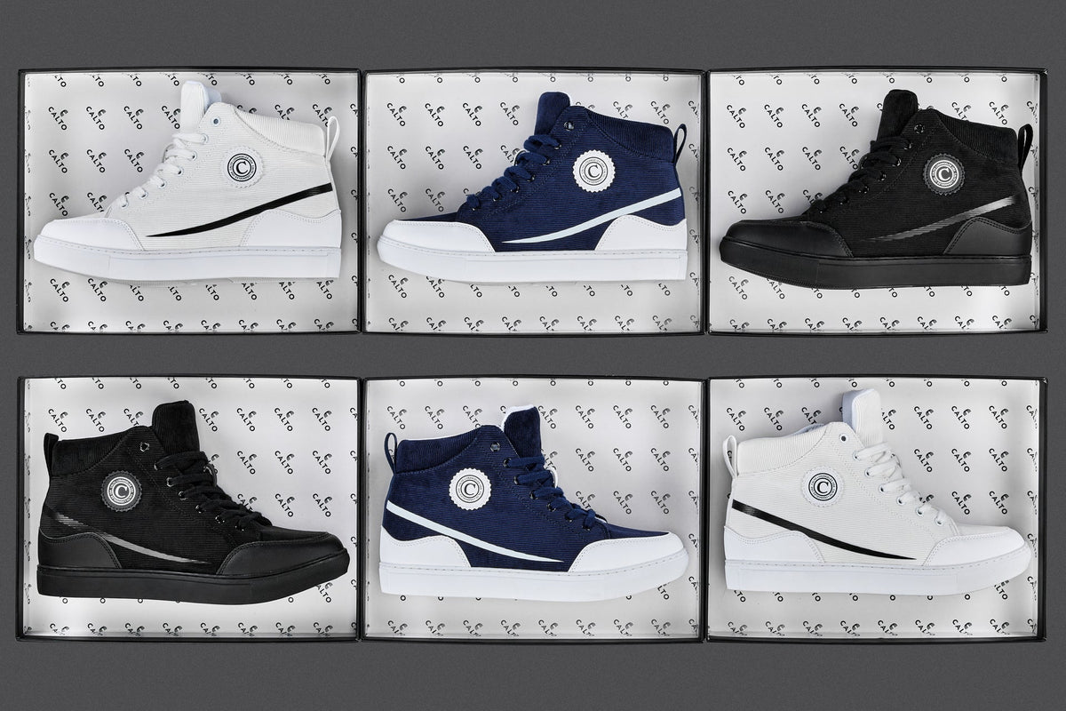 CALTO - S4132 - 2.6 Inches Taller (Navy/White Sole) - Corduroy Ankle Top Sneak-bootSneakers / AthleticsTorqelo.com