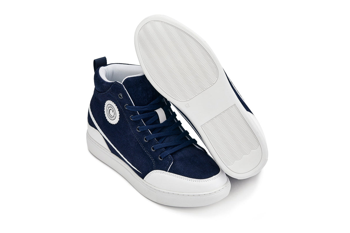 CALTO - S4132 - 2.6 Inches Taller (Navy/White Sole) - Corduroy Ankle Top Sneak-bootSneakers / AthleticsTorqelo.com