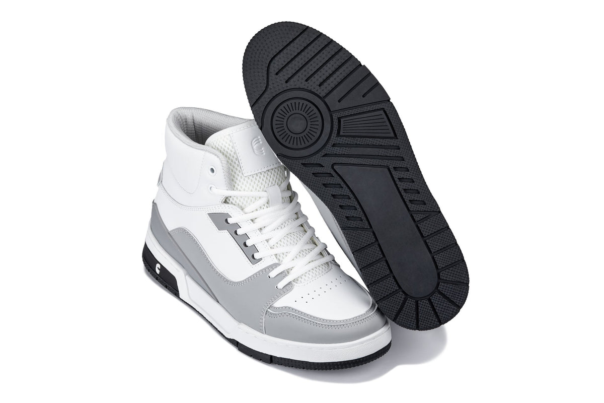 CALTO - S4751 - 3 Inches Taller (White/Grey) - High Top SneakersCasualTorqelo.com