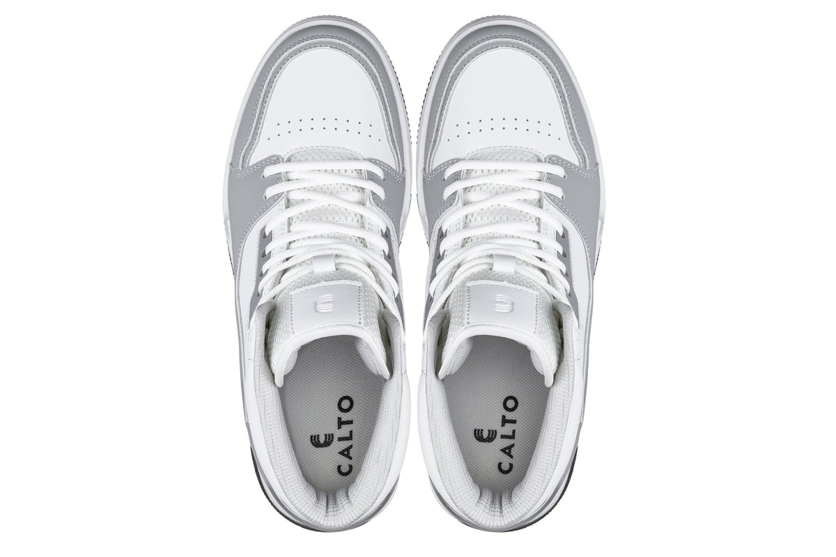 CALTO - S4751 - 3 Inches Taller (White/Grey) - High Top SneakersCasualTorqelo.com