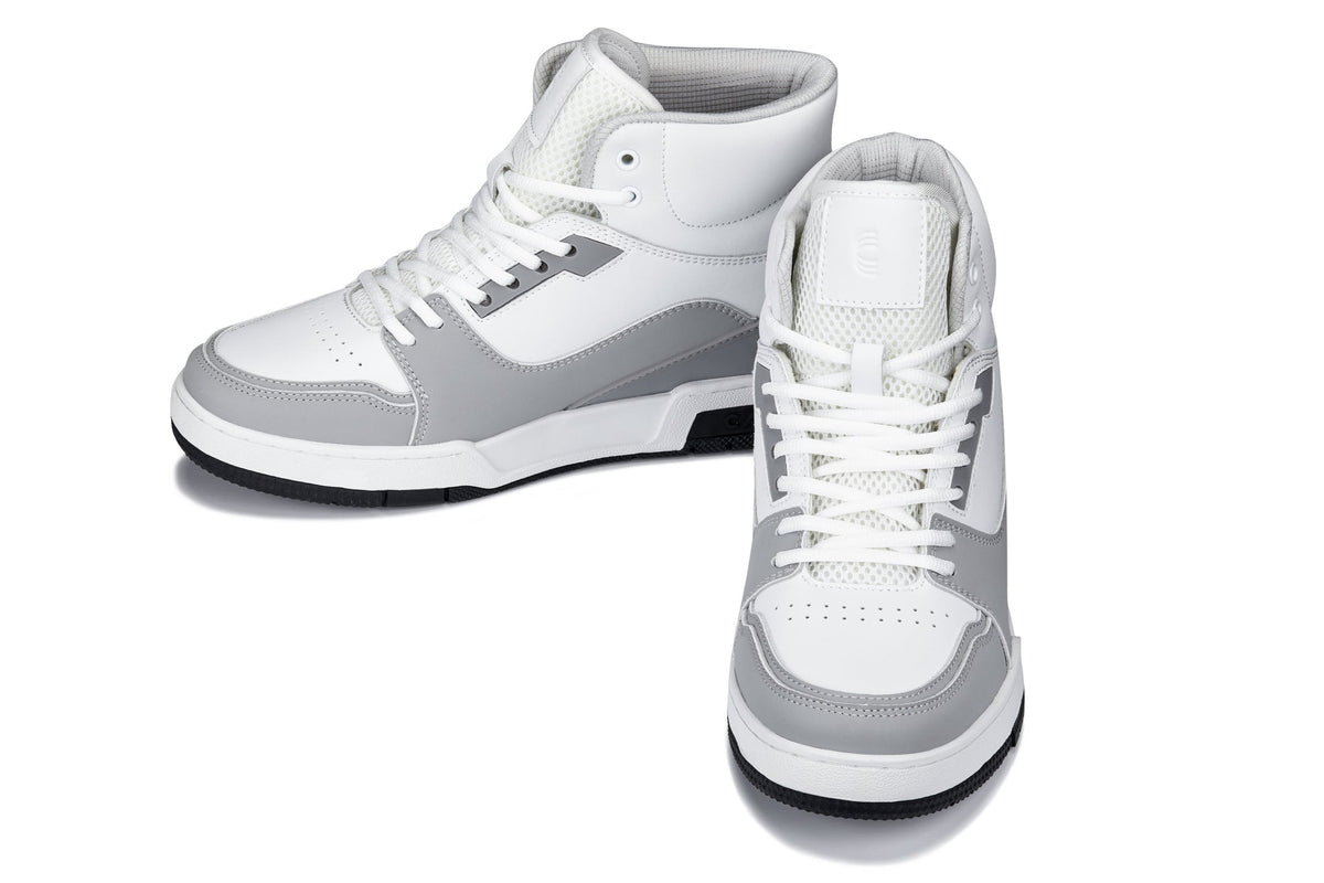 CALTO - S4751 - 3 Inches Taller (White/Grey) - High Top SneakersCasualTorqelo.com