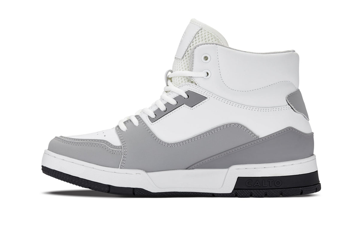 CALTO - S4751 - 3 Inches Taller (White/Grey) - High Top SneakersCasualTorqelo.com