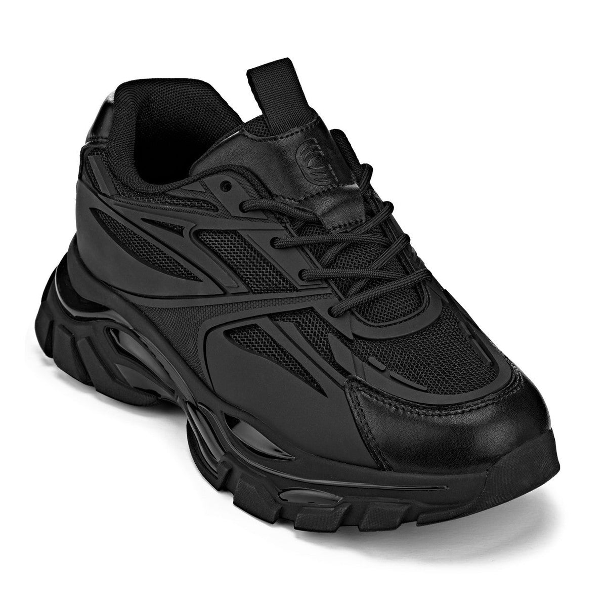 CALTO - S5282 - 2.6 Inches Taller (Jet Black/Onyx Sole) - Chunky Sole Sporty SneakersSneakers / AthleticsTorqelo.com