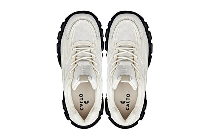 CALTO - S5283 - 2.6 Inches Taller (Beige/Translucent Onyx Sole) - Chunky Sole Sporty SneakersSneakers / AthleticsTorqelo.com